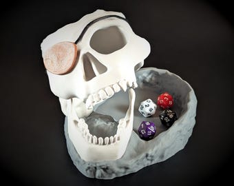 Torre per dadi a forma di teschio per D&D - Torre per dadi con vassoio - Torre per dadi D&D - Torre per dadi RPG - Regalo unico per D&D