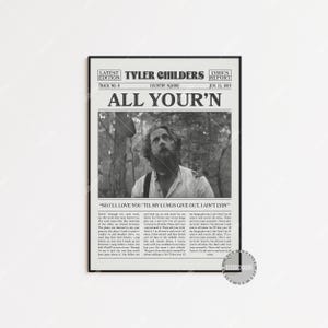 Tyler Childers Retro Zeitungsdruck, All Your’n Poster, Songtext, Print, Tyler Childers Poster, Country Squirre Poster, LC3 LESS601