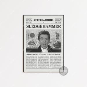 Peter Gabriel Retro Newspaper Print, Sledgehammer Poster, Sledgehammer Lyrics Print, Peter Gabriel Poster, Genesis Poster, LC3