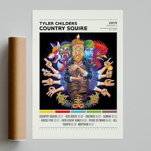 Póster de Tyler Childers / Póster de Country Squire / Póster de la portada del álbum con la lista de canciones / Póster de la portada del álbum, Tyler Childers, Purgatory, Country Squire