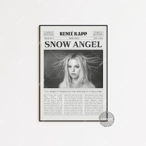 Stampa di giornale retrò di Reneé Rapp, poster di Snow Angel, stampa del testo di Snow Angel, poster di Everything To Everyone, poster di Reneé Rapp, LC3