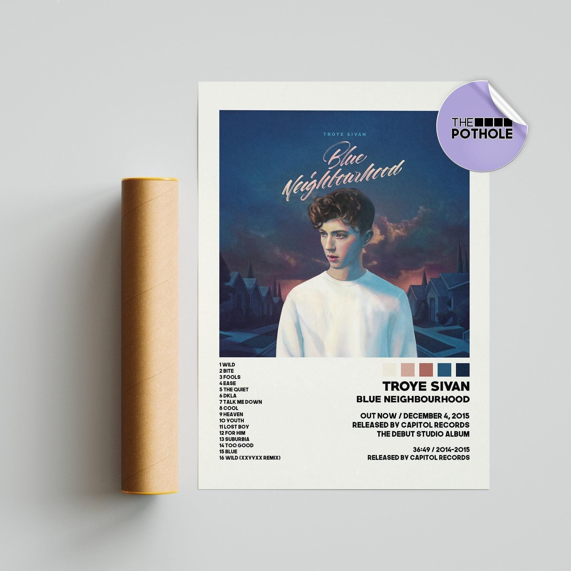 Troye Sivan Posters / Blue Neighbourhood Poster, Troye Sivan, Blue Neighbourhood, Album Cover Poster / Tracklist Poster, Custom Poster