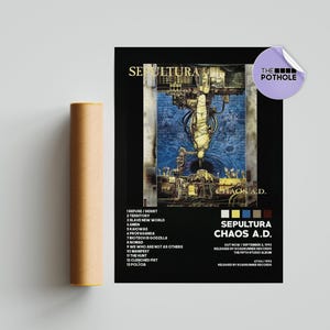 Poster Sepultura / Chaos AD Poster, Poster copertina album tracklist, Stampa artistica da parete, Poster personalizzato, Sepultura, Chaos AD, BLCK