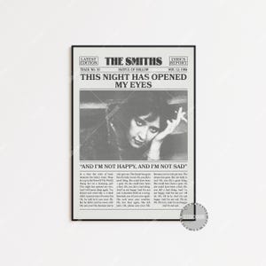 Stampa di giornale retrò degli Smiths, poster di This Night Has Opened My Eyes, stampa dei testi di Back to the Old House, poster degli Smiths, LC3 LESS563