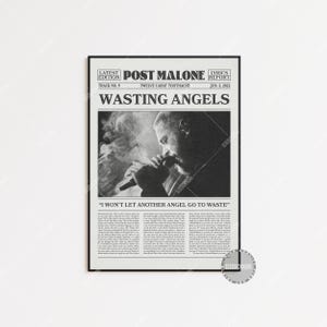 Stampa di giornale retrò di Post Malone, poster di Wasting Angels, stampa di testi di Wasting Angels, poster di Post Malone, poster, LC3 LESS405