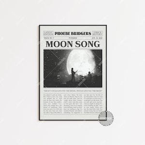 Phoebe Bridgers Retro Newspaper Print, Moon Song Poster, Moon Song Lyrics Print, Phoebe Bridgers Poster, Punisher Poster, , LC3 V2 LESS393