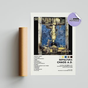 Poster Sepultura / Chaos AD Poster, Poster copertina album tracklist, Stampa artistica da parete, Poster personalizzato, Sepultura, Chaos AD