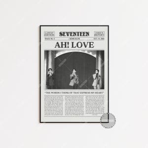 Stampa di giornale retrò Seventeen, poster di AH! LOVE, stampa del testo di Ah! Love, poster Seventeen, poster con punto e virgola, K-pop LC3