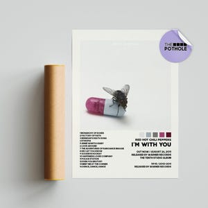 Poster dei Red Hot Chili Peppers / Poster "I'm with You", Poster della copertina dell'album con la tracklist, Stampa artistica da parete, Poster personalizzato, "I'm with You"