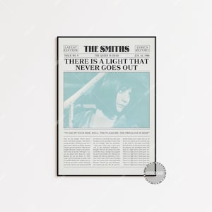 Stampa di giornale retrò The Smiths, C'è una luce che non si spegne mai Poster, Stampa dei testi, Poster The Smiths, LC3 LESS560
