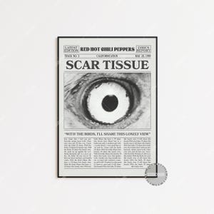 Stampa di giornale retrò dei Red Hot Chili Peppers, poster di Scar Tissue, stampa dei testi di Scar Tissue, poster dei Red Hot Chili Peppers, LC3 LESS411