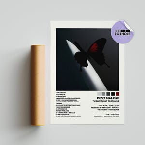 Poster di Post Malone / Poster di Twelve Carat Toothache / Poster della copertina dell'album, stampa artistica da parete, poster personalizzato, arredamento per la casa, Post Malone