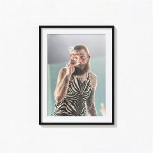 Plakaty Post Malone / Czarno-biała sztuka ścienna Post Malone, plakat muzyczny, wystrój domu, wydruki fotograficzne, plakat Hollywood Bleeding