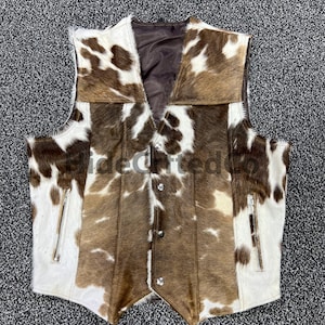 Handgefertigte Fellweste aus Rindsleder: Western Cowboy Rodeo Lederjacke