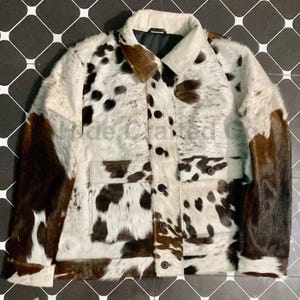 Handmade Mens Cowhide Jacket Real Hair-On Pony Skin, Stylish Western Leather Coat for Casual Wear, Boho Rodeo Fashion  Perfect Mens Gift
