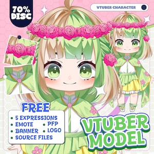 Custom Chibi VTuber Model Commission: Live2D Rigging and Character Design
