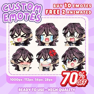 Custom Twitch Emotes Or Kick Emotes | Twitch Emote for streamer Twitch, Facebook, Discord | Cute Chibi anime style | Twitch Emotes, Anime