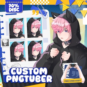 Commande de Modèle PNGTuber Personnalisé | Assets PNGTuber | Illustration Anime | Veadotube