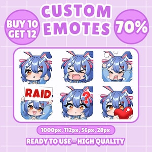 Aangepaste twitch-emoties | Geanimeerde emotes | Twitch-emote voor Stremer | Schattige chibi-animestijl | Dierenemoties | Anime-emoties | Subbadges
