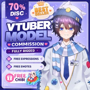 Anpassad Vtuber-modell Live2D-beställning – Animekonst, Fullt riggad, PNGtuber