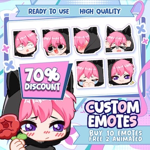 Custom Chibi Emotes | Animated Twitch, Discord, Kick Streamer VTuber Commission