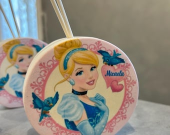 Cinderella Air Freshener - Personalized Princess Party Favor for a Girl's Christening or Birthday | 9cm Ceramic Plaster Air Freshener