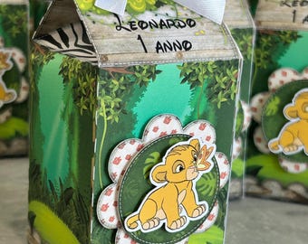 Scatola box Bomboniera Milk Box Personalizzata a Tema Simba