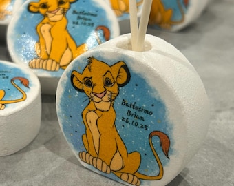 Simba The Lion King Air Freshener – Personalized Christening Favor for Boys | Handmade 6.5cm Ceramic Plaster Air Freshener