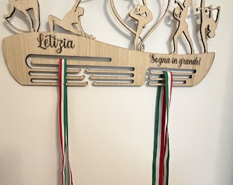 Personalized Wooden Rhythmic Gymnastics Medal Holder – Rhythmic Gymnastics Medal Holder with Name – Gymnastics Medal Holder for Girls