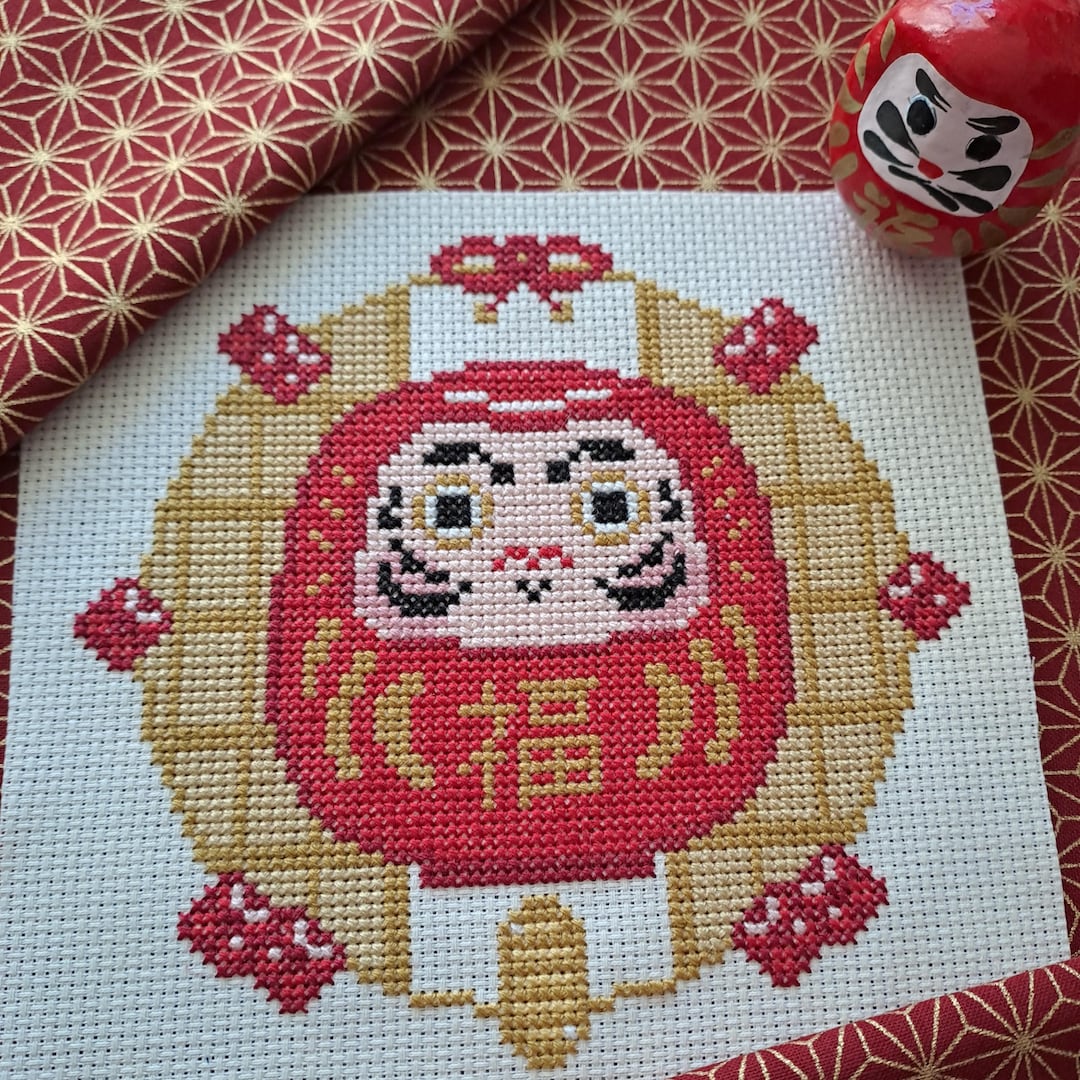 Cross Stitch Pattern Lucky Daruma Folklore Downloadable PDF Etsy cross-stitch-pattern-lucky-daruma-folklore-downloadable-pdf-etsy
