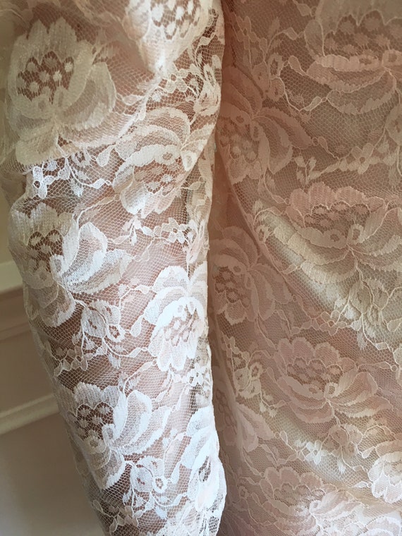 Sz 4/6 Peachy Pink Lace Drop-Waist Satin Vintage … - image 7