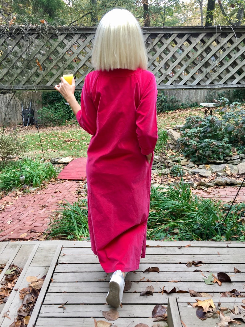Sz 10 Raspberry 60s70s Velvet Maxi Hostess Dress by Barbara Lee