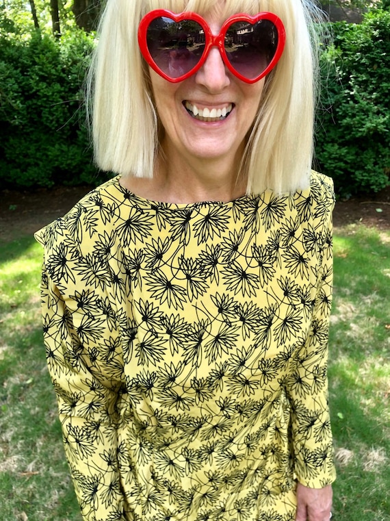 Sz 12 80s Yellow Flowers Frock by Scarlett