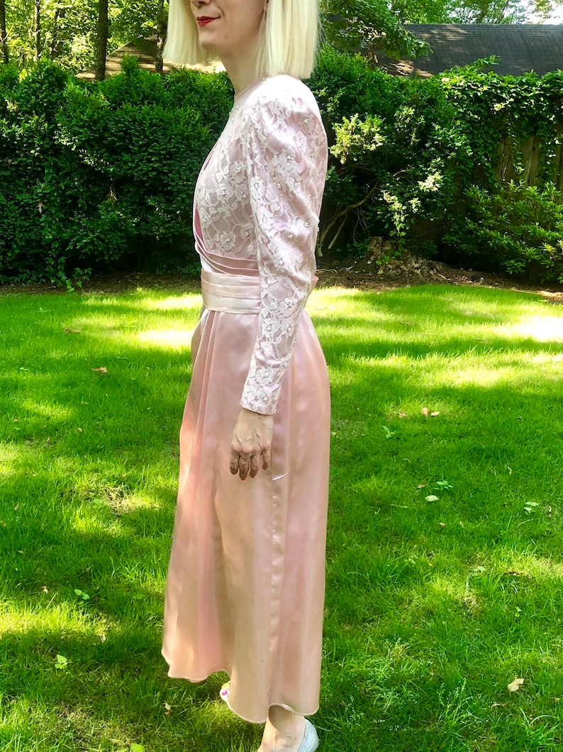 Sz 4 Handmade Raspberry Sherbet Satin and Lace Dress