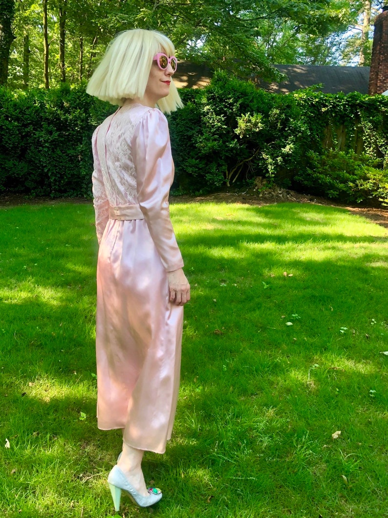 Sz 4 Handmade Raspberry Sherbet Satin and Lace Dress
