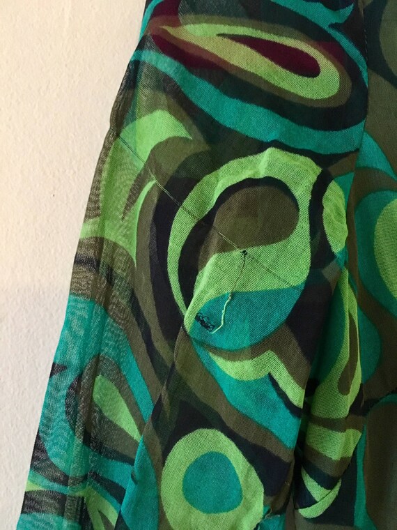 Sz 0/2 Psychedelic Green Paisley 1970s Mod Vintag… - image 7