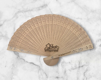 Personalized Wooden Wedding Fan: Laser Engraved Rustic Boho Favor