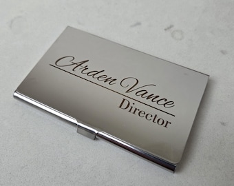 Personalized Metal Business Card Holder | Custom Engraved Design