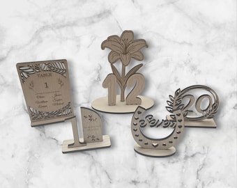 Rustic Wooden Table Numbers: Laser Cut Wedding Decor