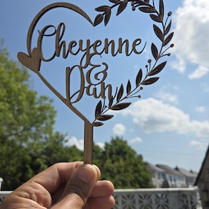 Personalised Wooden Cake Topper, Custom Wedding Cake Topper, Personalized Party Cake Topper for Birthday, Anniversary or Engagement