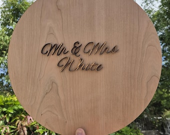 Personalized Wood Wedding Guest Book Alternative Disc: Rustic Sign-In Keepsake