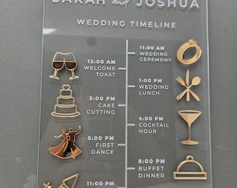 Acrylic Wedding Order of The Day Sign: 3D Icon Timeline