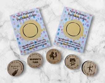 Personalized Decision Coin: Funny Wooden Flip Coin Gift New Parent Turn