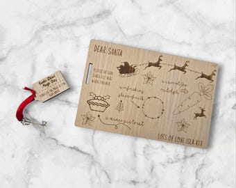 Personalized Engraved Wooden Santa Plate with Magic Key