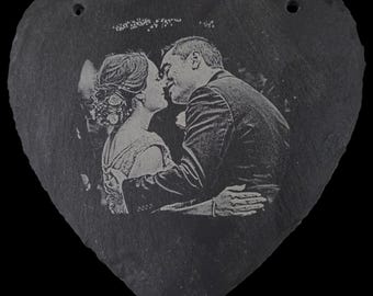 Engraved Photo Slate Keepsake | Personalized Memorial Plaque