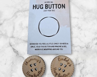 Personalized Wooden Hug Button: Pocket Comfort Token Keepsake