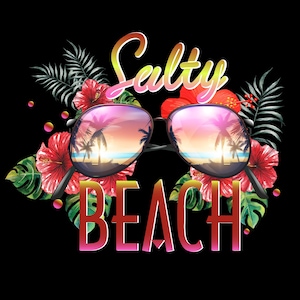 Playa Salada (Png), Diseño de Sublimación, Flores Tropicales (Png), Verano Colorido (Png), Diseño de Camiseta (Png), Descarga Digital (Png), DTF