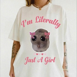 Coquette Sad Hamster Funny Meme Shirt Crying, Funny Hamster Meme Cry Big Eye Eyes Eyed Mouse, Viral Stupid Funny Hamster Shirt