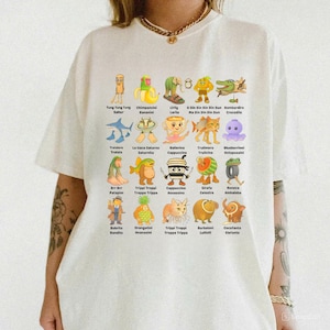 Italian Brainrot Meme Character Hand Drawn Shirt, Bombardino Crocodilo Tung Sahur Shirt Design, Meme Shirt, Transparent Shirt