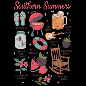 Southern Summers Png, Southern Sublimation, Summer Png, Sweet Tea, Grilling, Southern T-Shirt Design